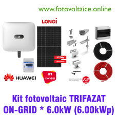 Kit fotovoltaic trifazat ON-GRID 6.00kWp (HUAWEI, LONGi, K2 Systems)